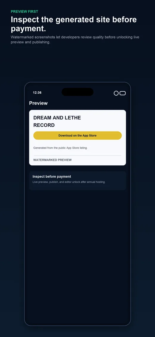 Appsitekit watermarked preview before payment